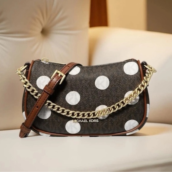 Michael Kors Handbags - MICHAEL KORS Carmela Small Polka Dot Signature Logo Pochette